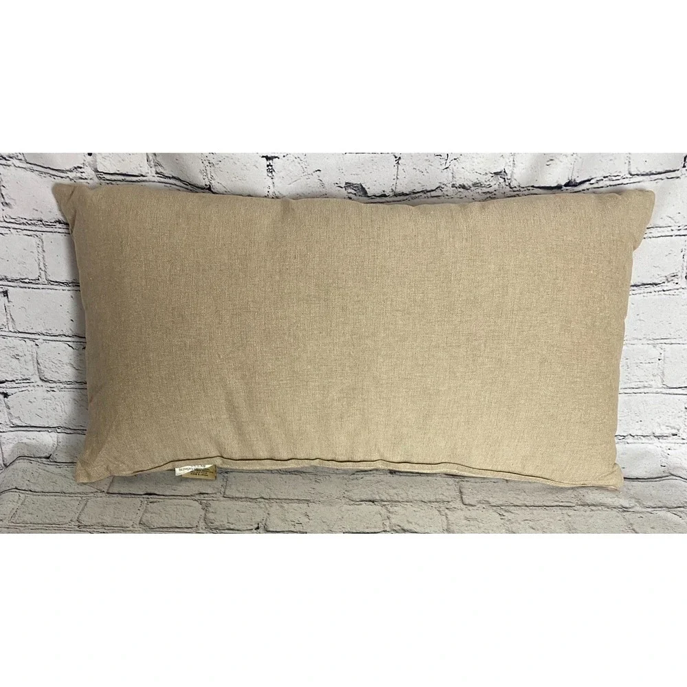 Devi Designs Beaded Fall Pumpkins Thanksgiving Boho Throw Pillow Beige 25x10